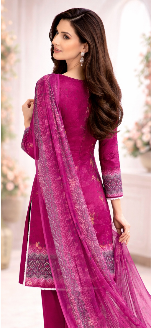 Lawn With Chiffon Dupatta