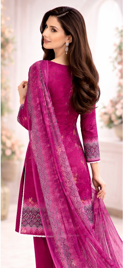 Lawn With Chiffon Dupatta