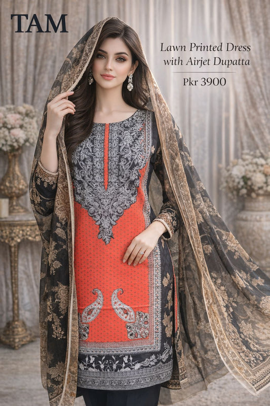 Lawn With AirJet Dupatta