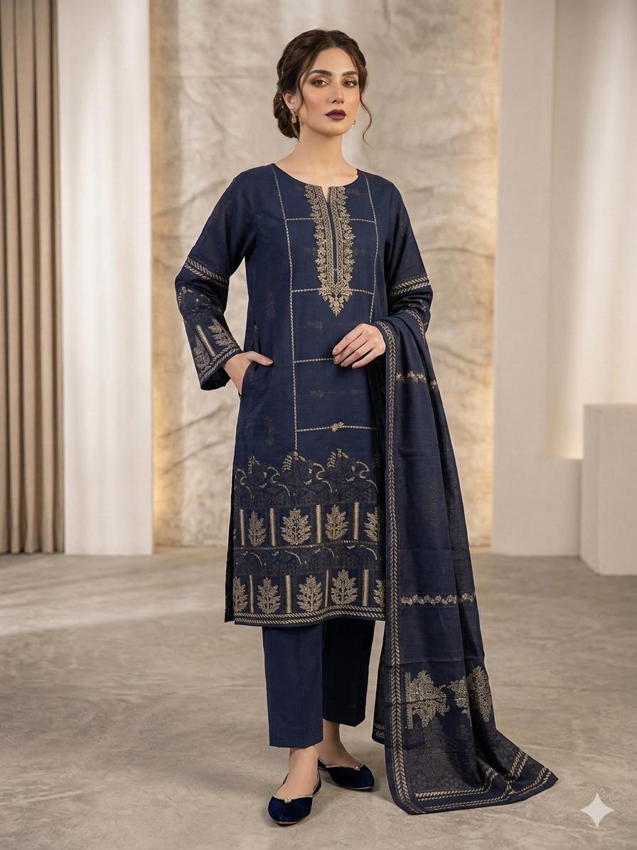 Luxury Lawn Navy Blue