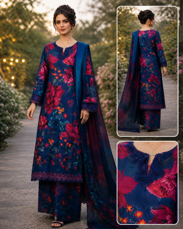 TAM Premium Silk Floral 3 Piece Suit