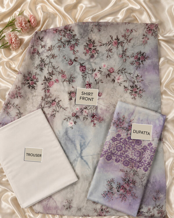 TAM Front Embroidered 3-Piece Suit with Dupatta & Trouser