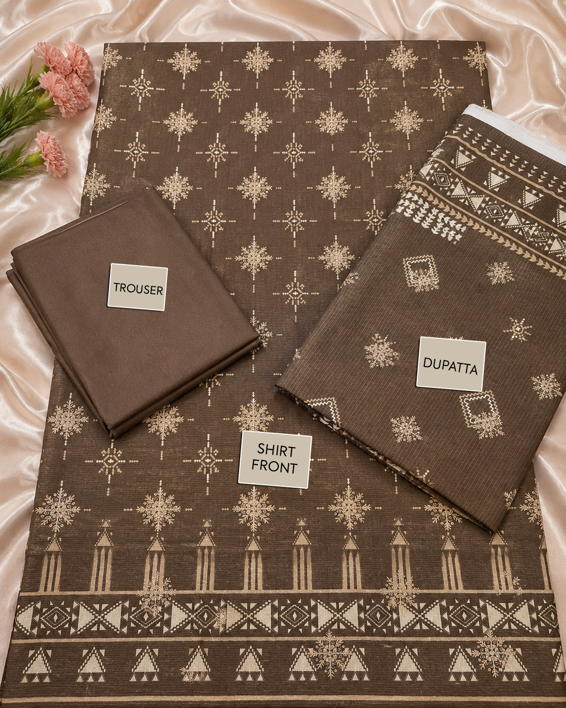 TAM Front Embroidered 3-Piece Suit with Dupatta & Trouser