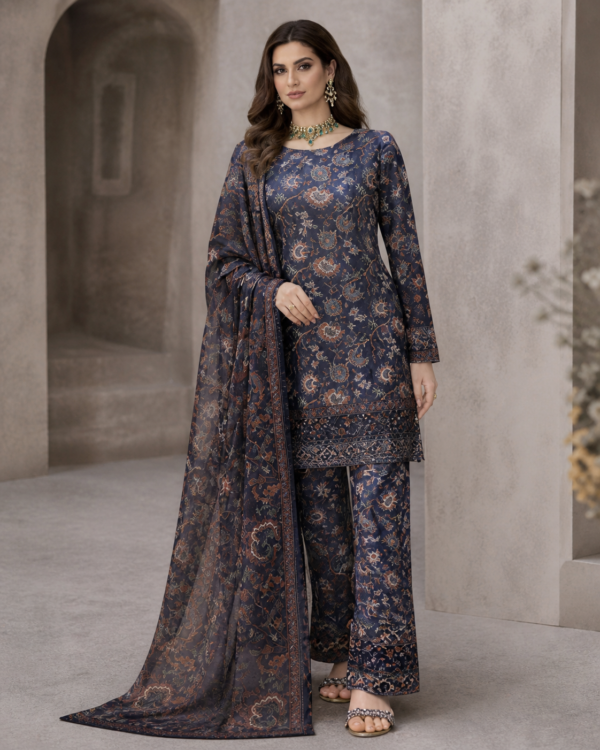 TAM Chikan Kari Embroidered Luxury 3 Piece Suit
