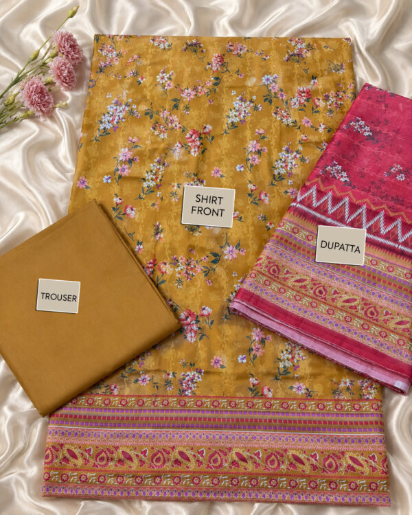 TAM Front Embroidered 3-Piece Suit with Dupatta & Trouser